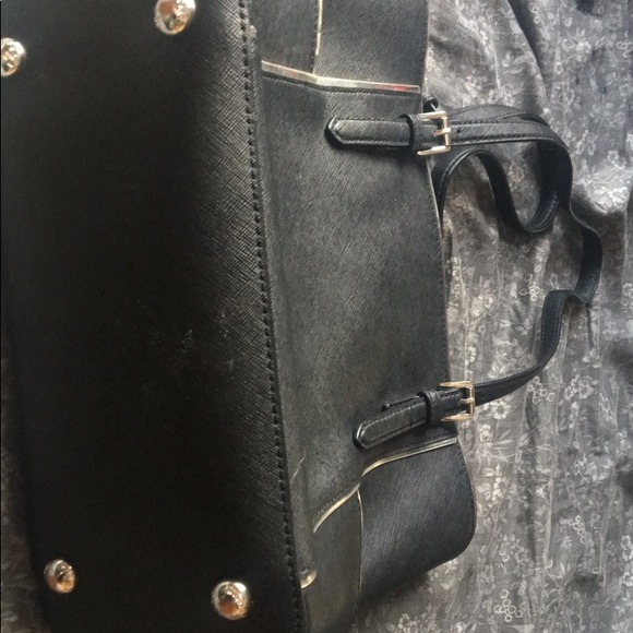 Michael kors black w/ silver lining jet set purse. - Picture 2 of 3